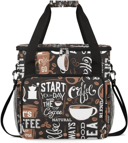 Miniatura 26 de Bolsa de transporte con diseño de acuarela para cafetera de granos de café, bolsa tote de almacenamiento y viaje para café, compatible con cafetera
