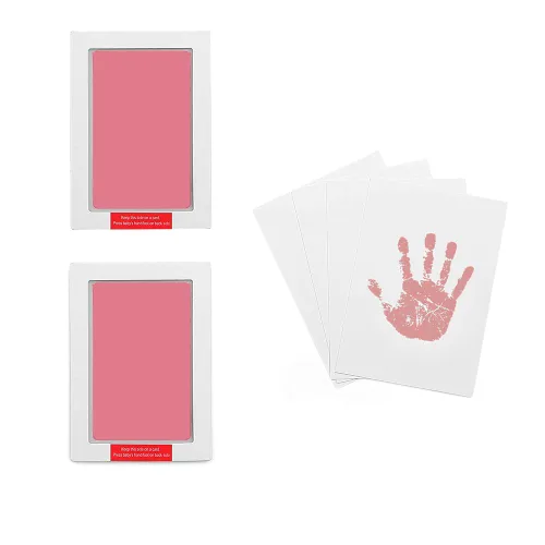 Paquete de 2 almohadillas de tinta grandes sin tinta para manos y huellas, almohadilla de tinta Clean Touch para bebé y mascota (2 almohadillas de