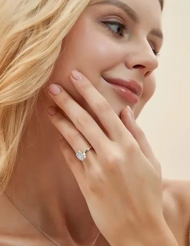 Miniatura 6 de EAMTI - Anillos de compromiso de plata de ley 925de 3quilates con circonia cúbica de corte ovalado, anillos de promesa de boda para mujer