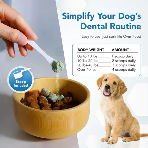 Miniatura 2 de Polvo Dental para Perros - Control de Placa y Eliminador de Sarro, Refrescante del Aliento con Probióticos, Vitaminas y Extractos Naturales - Polvo