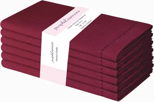 Miniatura 32 de PurpleEssences Juego de 6 servilletas de tela de vainica, 100% algodón, suaves, duraderas, lavables, ideales para bodas, Navidad, vacaciones