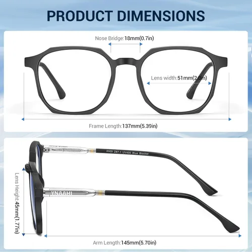 Miniatura 5 de Gafas de luz azul para hombres y mujeres, 99% bloqueador de luz azul, protección UV. Ideal para uso en computadora, juegos, lectura. Negro