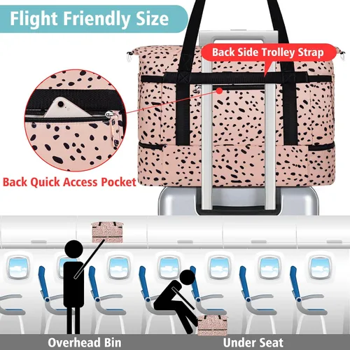 Miniatura 4 de Gym Bag for Women Weekender Bag with Waterproof Shoe Compartment Sports Travel Duffel 3pcs Set Carry On Overnight Bags for Business Trip Travel Gym
