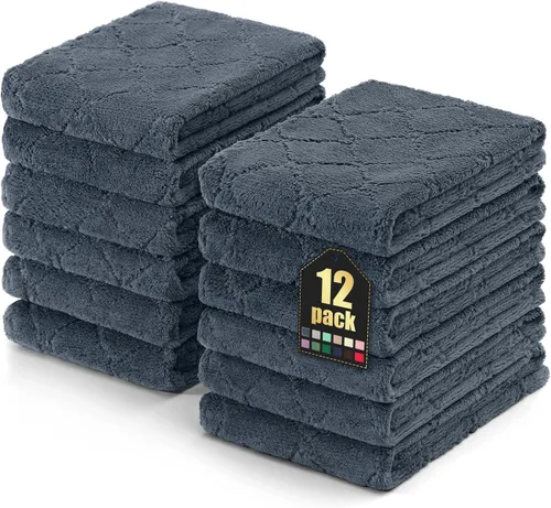 Miniatura 71 de Homaxy - Paquete de 12 trapos de cocina (10 x 10 pulgadas, morado), de terciopelo coral, supersuaves y absorbentes, de secado rápido, paño