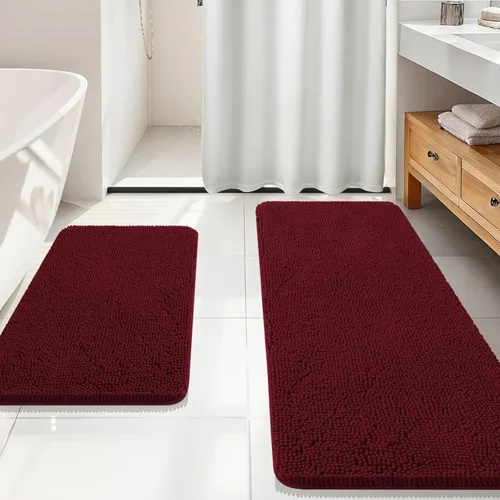 Miniatura 239 de OLANLY Juego de alfombras de baño de 2 piezas, alfombras de baño de chenilla suave y absorbente y alfombra de contorno en forma de U para inodoro