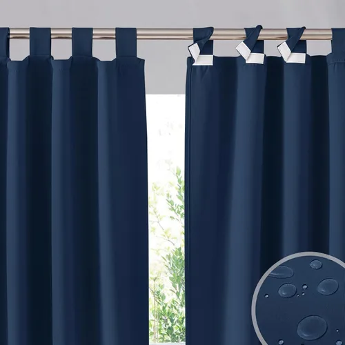 Miniatura 36 de RYB HOME Cortinas para Exteriores para Patio - 2 Paneles Cortinas para Exteriores Desmontables con Parte Superior Adhesiva Impermeables Opacas