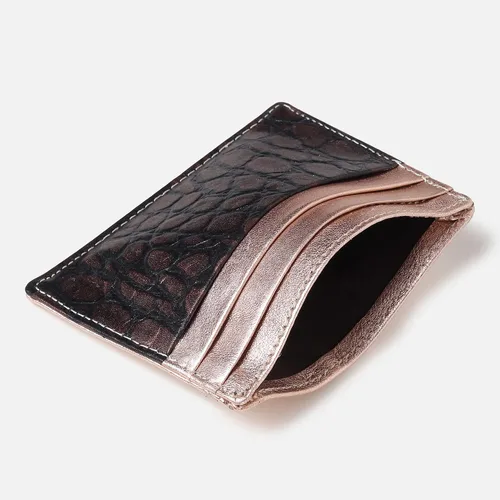 Miniatura 8 de Tarjetero de cuero genuino para hombres y mujeres, bolso minimalista para tarjetas, carteras para hombre, diseño ultrafino, ideal para viajes