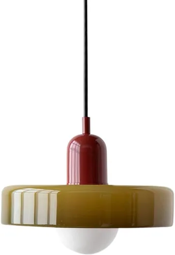 Miniatura 7 de Lámpara Colgante Moderna de Mediados de Siglo Vidrio Naranja Verde Luz Colgante Nórdica Lámpara Individual Grande Vintage Estilo Granja Comedor