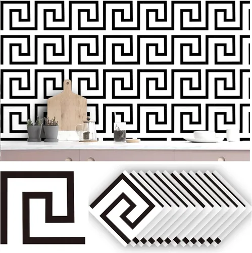 Miniatura 12 de Alwayspon 12 calcomanías mate para azulejos de pared, despegar y pegar, calcomanías de vinilo autoadhesivas para azulejos de cocina y baño, 6 x 6