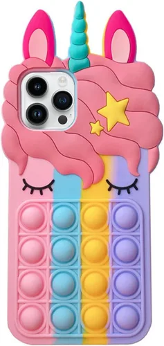 Miniatura 6 de Pop Case para iPhone 12/12 Pro, Funda de silicona con burbujas de gato negro afortunado de dibujos animados, brillo, estrellas, burbujas de arena