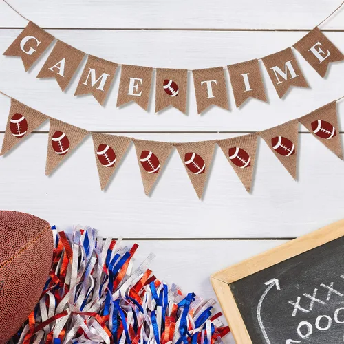 Miniatura 4 de 2 pancartas de arpillera de fútbol de 11.5 pies para colgar fiestas de fútbol, banderines para fiestas temáticas de cumpleaños, cuencos