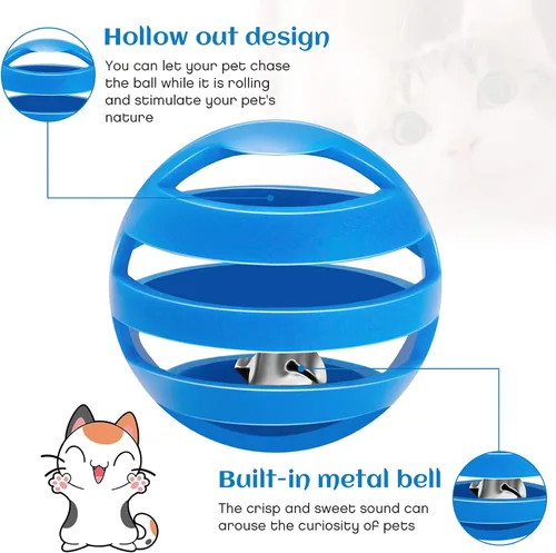 Miniatura 4 de Kasyat 21 bolas de plástico para gatos con campanas, juguetes para gatos, celosía para el interior del gatito, persecución de golpe, juguete