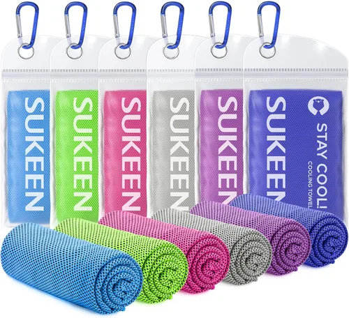 Miniatura 13 de Sukeen Paquete de 4 toallas de enfriamiento (40 x 12 pulgadas), toalla fresca de microfibra, suave y transpirable, toalla fría para yoga, golf, Azul