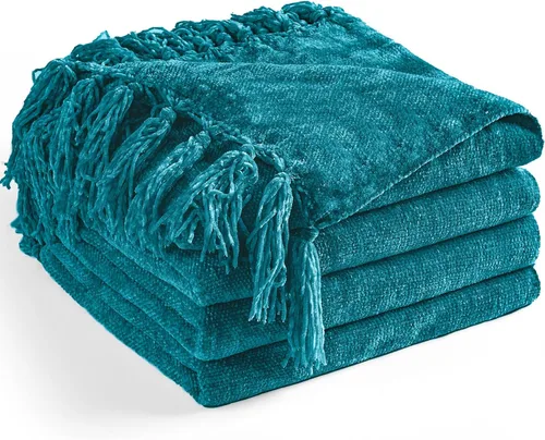 Miniatura 16 de Manta de Chenilla para Sofá 50"X 60", Mantas Suaves y Acogedoras con Flecos con Borlas para Cama Sofá Silla Cubierta, Mantas Decorativas Bohemias