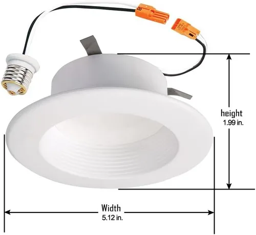 Miniatura 3 de RL - Lámpara de techo empotrada LED blanca de 4 pulgadas con ajuste de deflector con 90 CRI, 5000K luz diurna