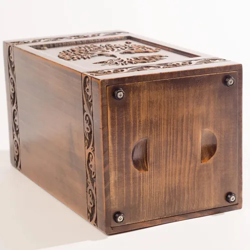 Miniatura 5 de Urna grabada de madera hecha a mano para cenizas humanas, 250 libras, adulto masculino femenino, bolsa de satén, árbol de la vida, urnas