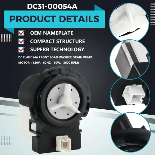 Miniatura 4 de El motor de la bomba de drenaje de la lavadora DC31-00054a apto para lavadora Sam-sung reemplaza DC31-00016A 1534541 AP4202690 por Appliancemate
