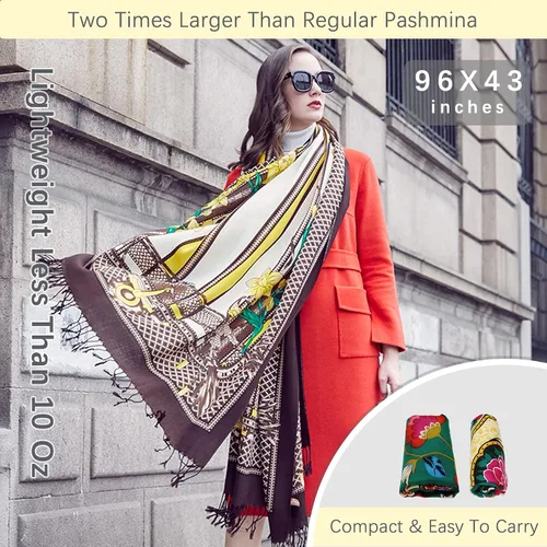 Miniatura 248 de DANA XU Manta de pashmina extragrande 100% de lana merina, bufanda de viaje, bufanda de cachemira para mujer, otoño e invierno, chal de gran