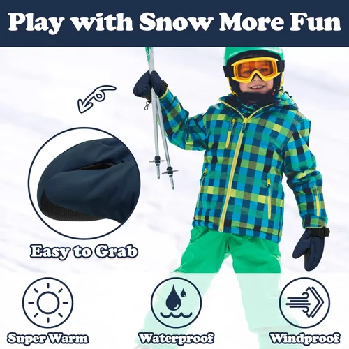 Miniatura 9 de Sarfel Guantes impermeables para niños pequeños, guantes de esquí, guantes de nieve, guantes para bebé, Thinsulate 1-7 años