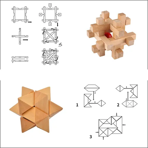 Miniatura 4 de 3D Rompecabezas bromista, cubeta de madera cerebro
