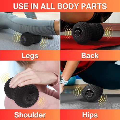 Miniatura 6 de ZeenKind Pelota de Masaje Vibradora en Forma de Maní, Rodillo de Terapia Recargable Ultra Fuerte, Masajeador de Puntos de Activación para Dolor