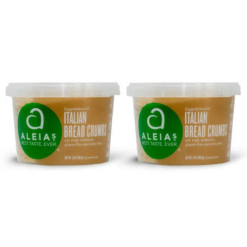 Aleia's - Pan rallado italiano sin gluten, 13 onzas (paquete de 2), empanado para pollo, albóndigas y más, sin OMG, sin lácteos, bajo en sodio,