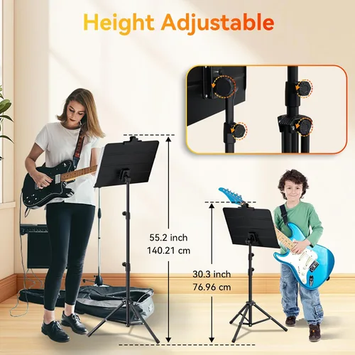 Miniatura 5 de Kasonic 2 en 1 de doble uso, plegable para partituras y soporte para libros de escritorio con bolsa de transporte portátil. Carpeta de música y Negro