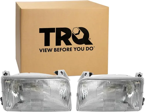 Miniatura 7 de TRQ Juego de 2 piezas de montaje de faros delanteros halógenos cromados y bisel negro para el lado del conductor y del pasajero compatible con Ford