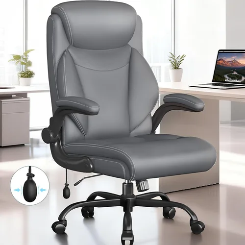 Miniatura 14 de Silla ergonómica de oficina, silla de computadora de escritorio para el hogar, silla ejecutiva de respaldo alto, silla ergonómica de cuero acolchada