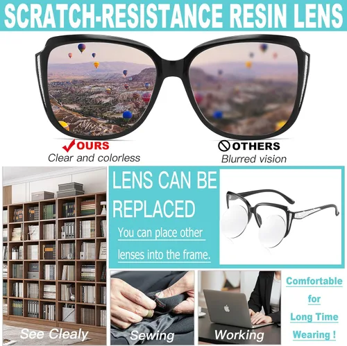 Miniatura 5 de Oversized Reading Glasses Cat-eye Full Frame Sun Readers for Women