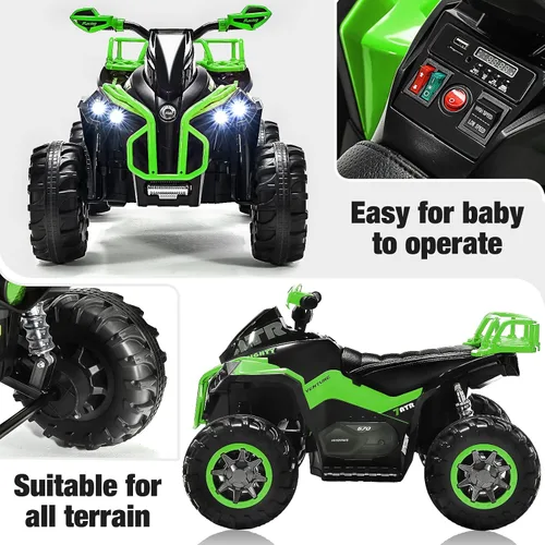 Miniatura 4 de Soar Cuatro ruedas para niños – ATV eléctrico de 4 ruedas para niños de 3 a 6 años, cuatrimoto de 12 V con luces LED, música, velocidad alta/baja