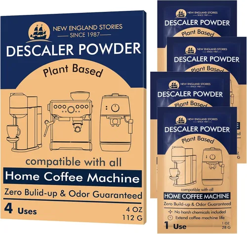 Solución de polvo descalcificante (4 usos) elimina la incrustación y la acumulación, cafeteras automáticas y descalcificadoras de café expreso,