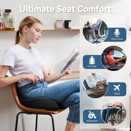 Miniatura 6 de Benazcap Cojín de asiento de memoria extra grande para silla de oficina, cojín ergonómico para aliviar la presión y la ciática