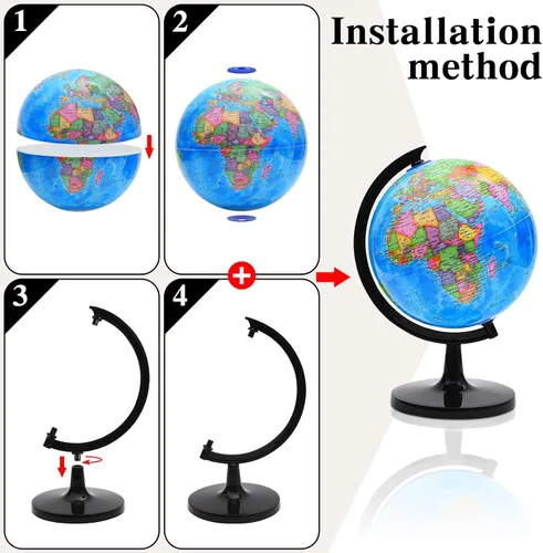Miniatura 4 de Globo mundial para aprendizaje de niños, globo de tierra giratorio interactivo de 8 pulgadas para niños con soporte, globos del mundo