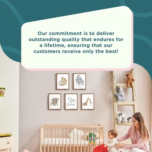 Miniatura 3 de L&O Goods - Pósteres enmarcados para decoración de guardería de animales para mamá y bebé, juego de 5 impresiones de decoración de habitación