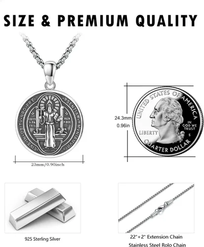 Miniatura 449 de Collar de plata de ley 925 con medalla de San Patrón, colgante de protección católica, amuleto, joyería religiosa para hombres y mujeres