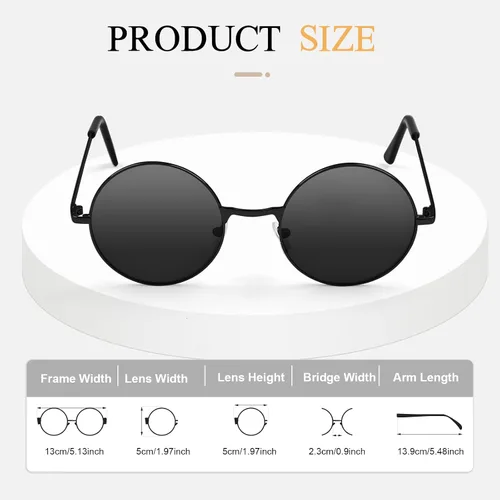 Miniatura 2 de CHRORINE Gafas de sol hippie redondas de los años 70, lentes retro para mujeres y hombres, accesorio de fiesta, festival, moda, gafas de sol vintage