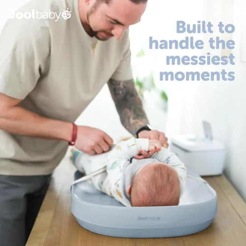Miniatura 2 de Jool Baby Cambiador de bebé impermeable, fácil de limpiar, ligero y portátil, cojín de espuma grande para mayor comodidad (azul)