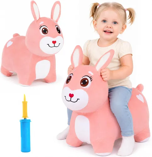 Miniatura 10 de Bouncy Pals Caballo saltador de ajolote morado, tolva inflable de animales para niñas pequeñas, juguete de salto al aire libre para niños, juguete