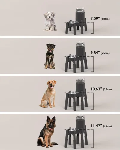Miniatura 5 de CZPET Soporte dispensador de agua para perros, soporte para comederos automáticos de mascotas, soporte elevado ajustable de ancho y altura