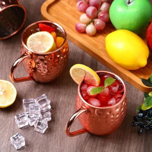 Miniatura 2 de Didaey Juego de 12 tazas Moscow Mule de 12 onzas, oro rosa 304, tazas de acero inoxidable Moscow Mule, tazas de cobre martillado a granel