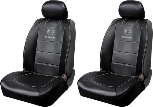 Plasticolor 008628R25 RAM - Funda de asiento sin laterales de lujo, 3 piezas, logotipo gris, 1 Ea, color negro (paquete de 2)