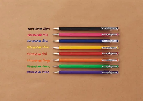 Miniatura 7 de Pentel Mattehop - Bolígrafos de gel líquido, punta K110-0.039 in, 1 de cada color, paquete de 8 unidades, en embalaje de almohada
