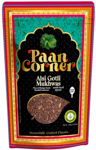 Paan Corner Alsi Gotli Mukhwas, Ambientador bucal de semillas de lino y mango, 4.23 onzas