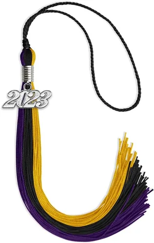 Miniatura 38 de Endea Graduation Borla de triple color con gota de fecha plateada (negro/dorado/granate, 2020)