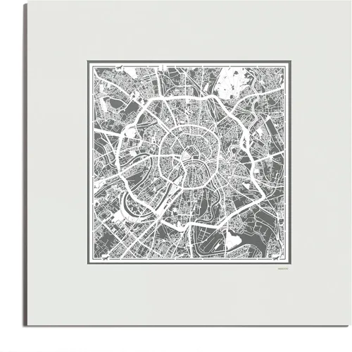 Miniatura 140 de O3 Design Studio Mapa de corte de papel Madrid negro mate de 20 x 20 pulgadas