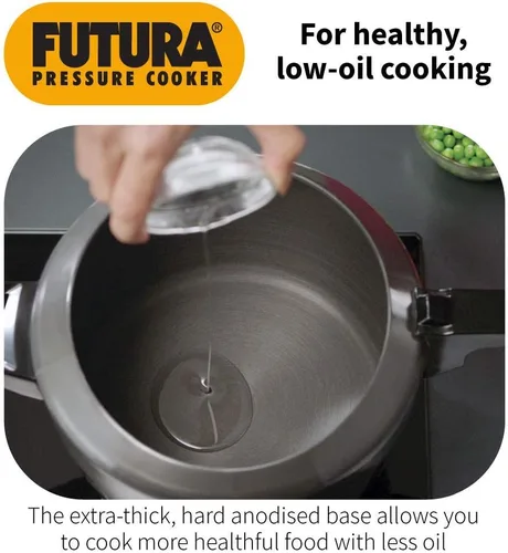Miniatura 4 de Hawkins Futura - Olla a presión de 5 litros, olla a presión con tapa interior anodizada dura, cocina de inducción, olla de sartén, color negro
