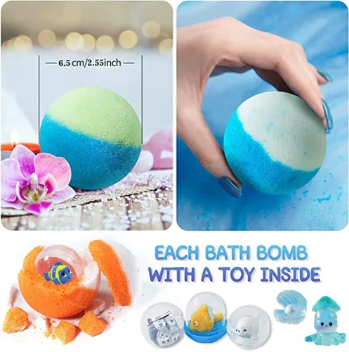 Miniatura 2 de Set de regalo de bomba de baño con sorpresa en el interior, paquete de 20 bombas de baño orgánicas para niños, bolas gaseosas hechas a mano seguras