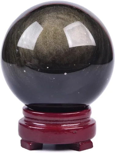 Miniatura 24 de JIC Gem Esfera grande de cristal Chevron de amatista con cristales curativos de curación con soporte de madera para meditación y decoración