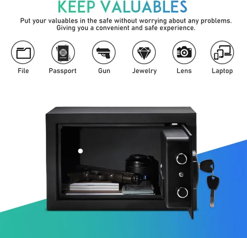 Miniatura 9 de RPNB Caja de seguridad y cerradura de lujo, caja de seguridad con teclado digital, caja fuerte pequeña de aleación de acero, cerradura de teclado